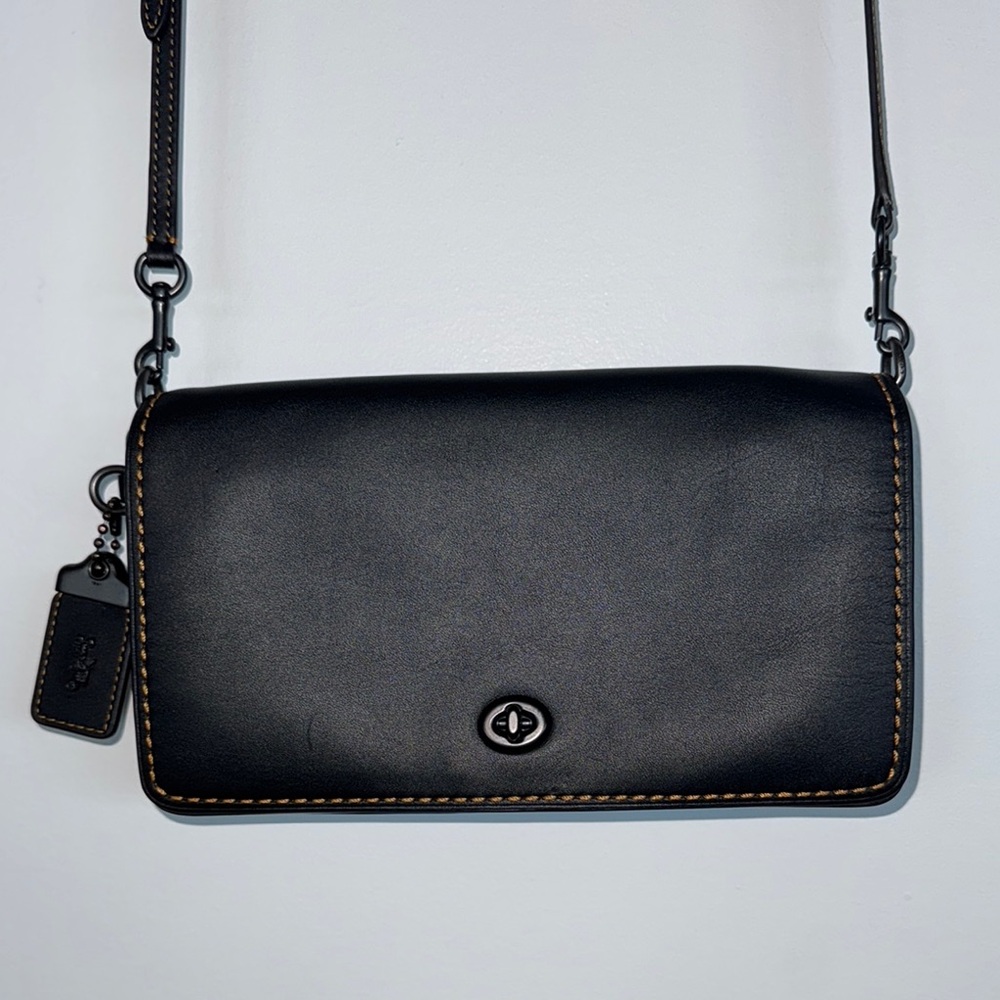 Coach Black Crossbody Bag with Turnlock Closure